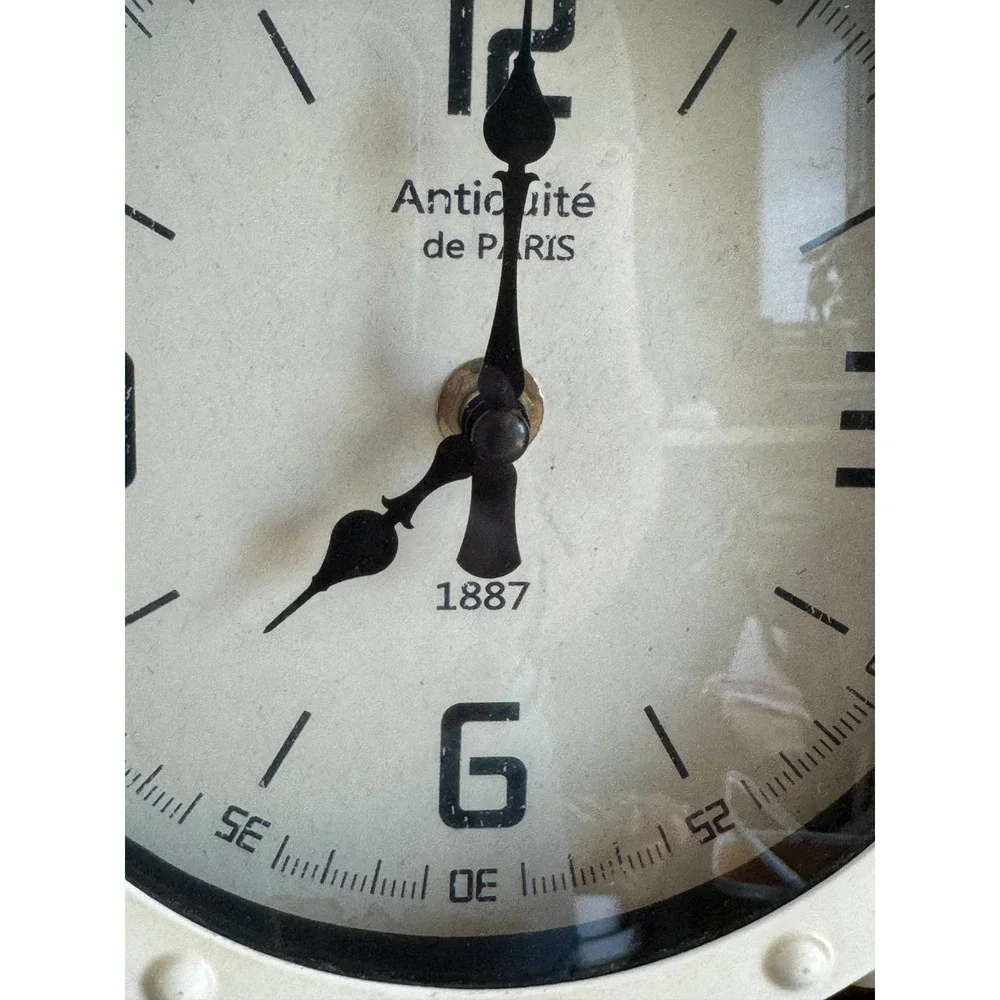 Antiquite de Paris 1887 Mantel Clock Cream Metal Quartz Vintage French Style